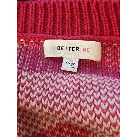 Better Be Sweater Womens Medium Pink White Checkered Cropped Balloon Sleeve - Picture 7 of 9